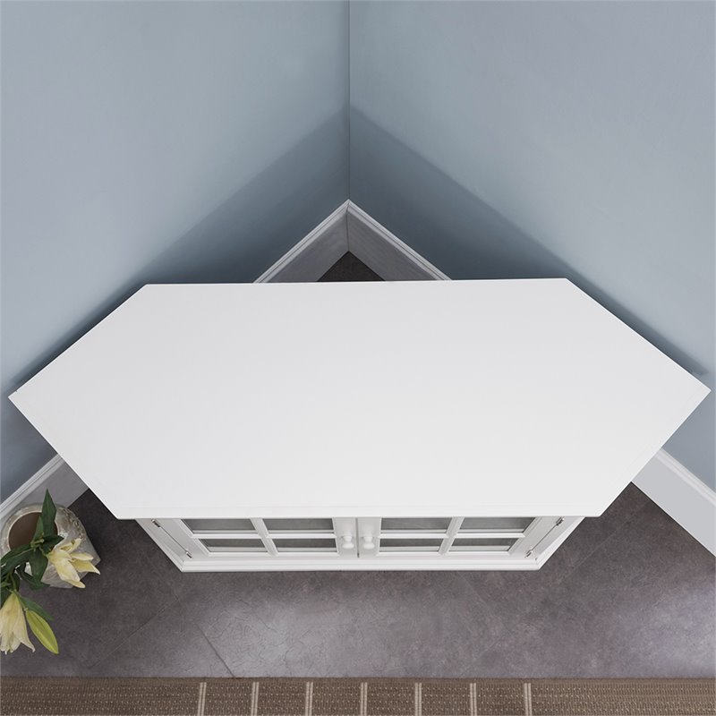 Leick Riley Holliday 56" Corner TV Stand in Cottage White Cymax Business