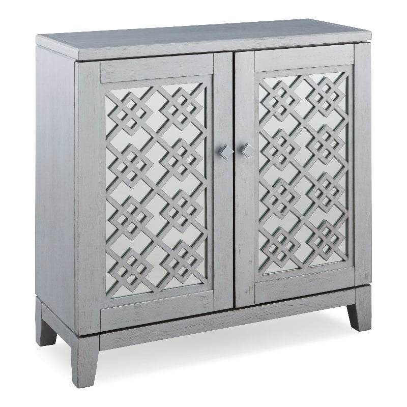 Leick Diamond Mirrored Wood Console Table in Silver Leaf