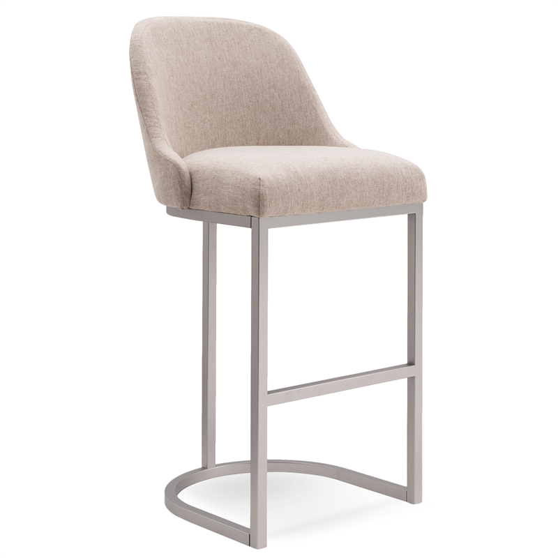 Leick Favorite Finds Barrel Back Metal Bar Stool Set in Oatmeal/Off White