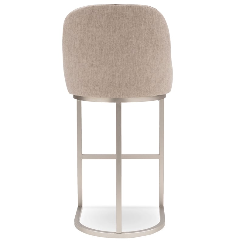 Leick Favorite Finds Barrel Back Metal Bar Stool Set in Oatmeal/Off White