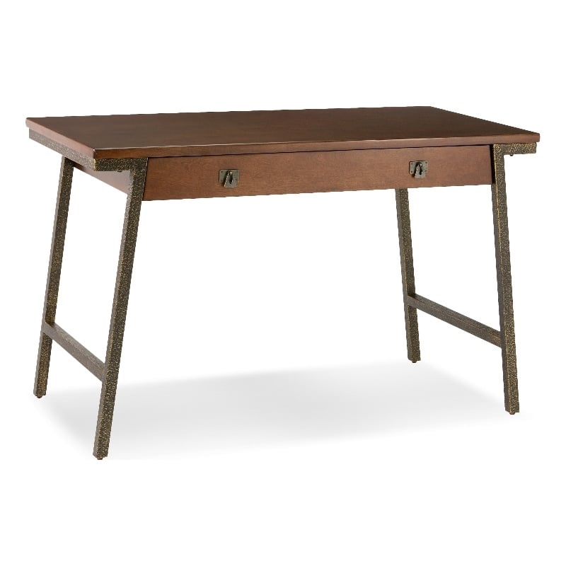 Leick Home Empiria  Wood Computer Desk in Walnut and Foundry Bronze