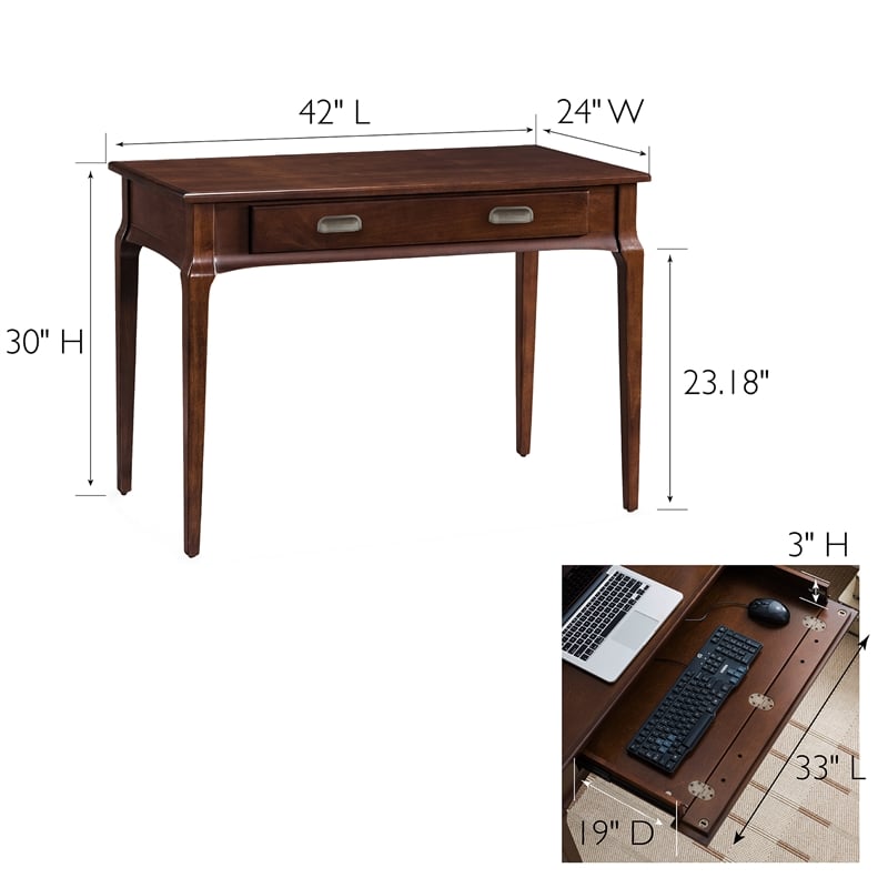 Leick Home Stratus Solid Wood Laptop Writing Desk in Heartwood Cherry