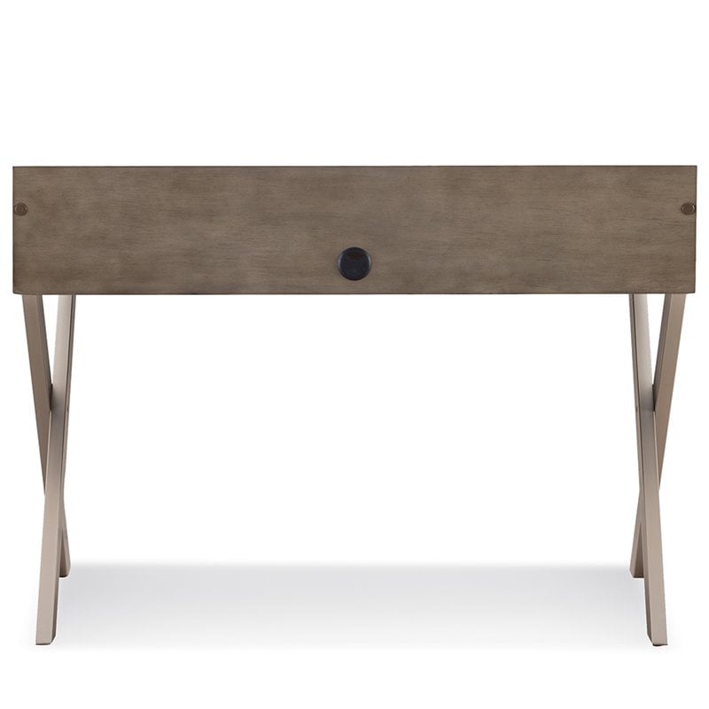 Leick Home Computer Desk in Smoke Gray and Brushed Nickel