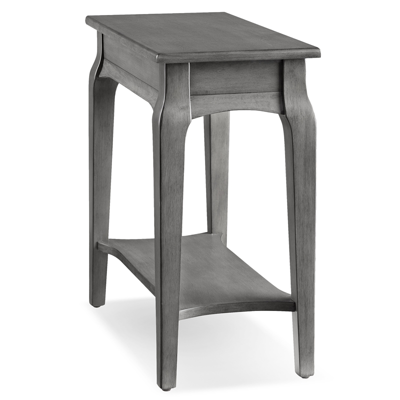 Leick Home Stratus Solid Wood Narrow Side End Table with Shelf in Smoke Gray