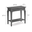 Leick Home Stratus Solid Wood Narrow Side End Table with Shelf in Smoke Gray