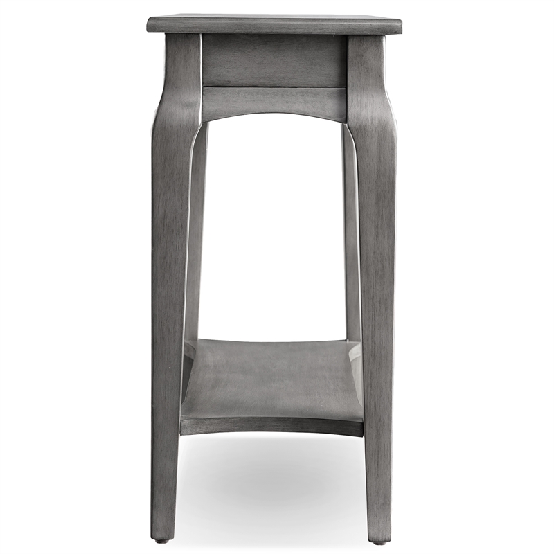 Leick Home Stratus Solid Wood Narrow Side End Table with Shelf in Smoke Gray