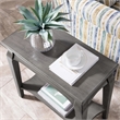 Leick Home Stratus Solid Wood Narrow Side End Table with Shelf in Smoke Gray