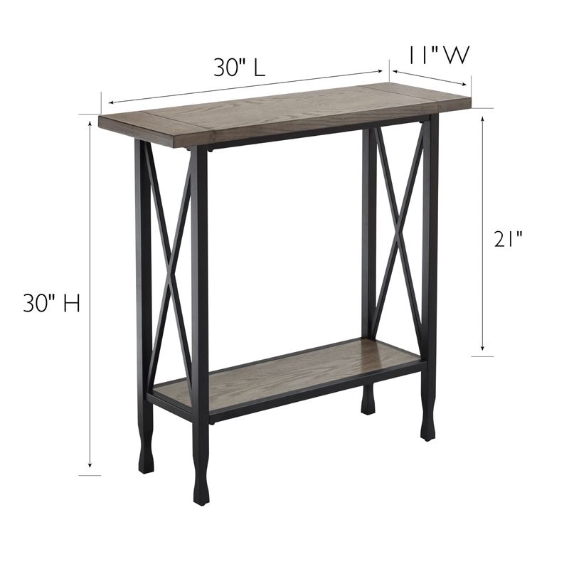 Leick Home Chisel & Forge X-Design Wood Hall Console in Smoky Gray Oak