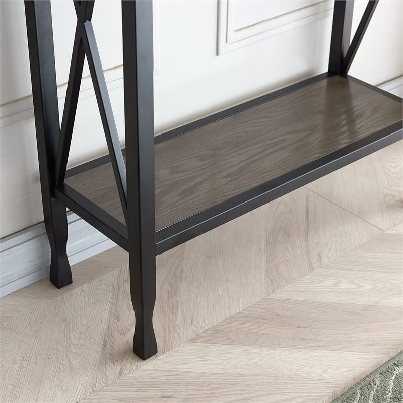 Leick Home Chisel & Forge X-Design Wood Hall Console in Smoky Gray Oak