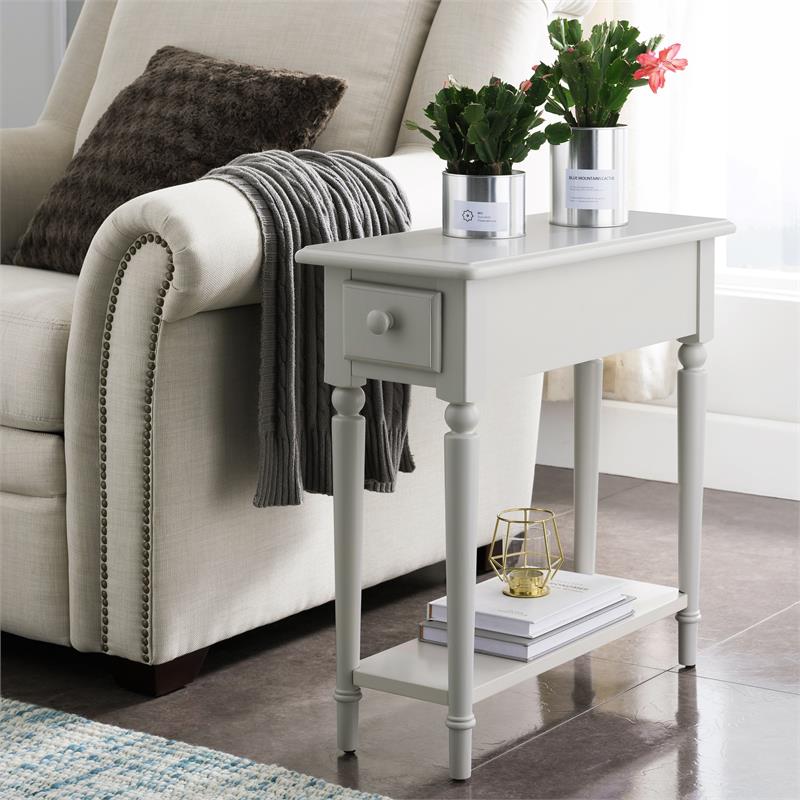 Leick Furniture Coastal Notions Narrow Wood End Table with Shelf