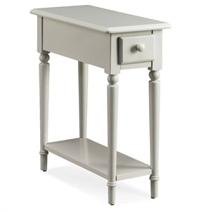 Leick Home Coastal 10&quot Solid Wood Narrow Side Table with Drawer and Shelf Greige