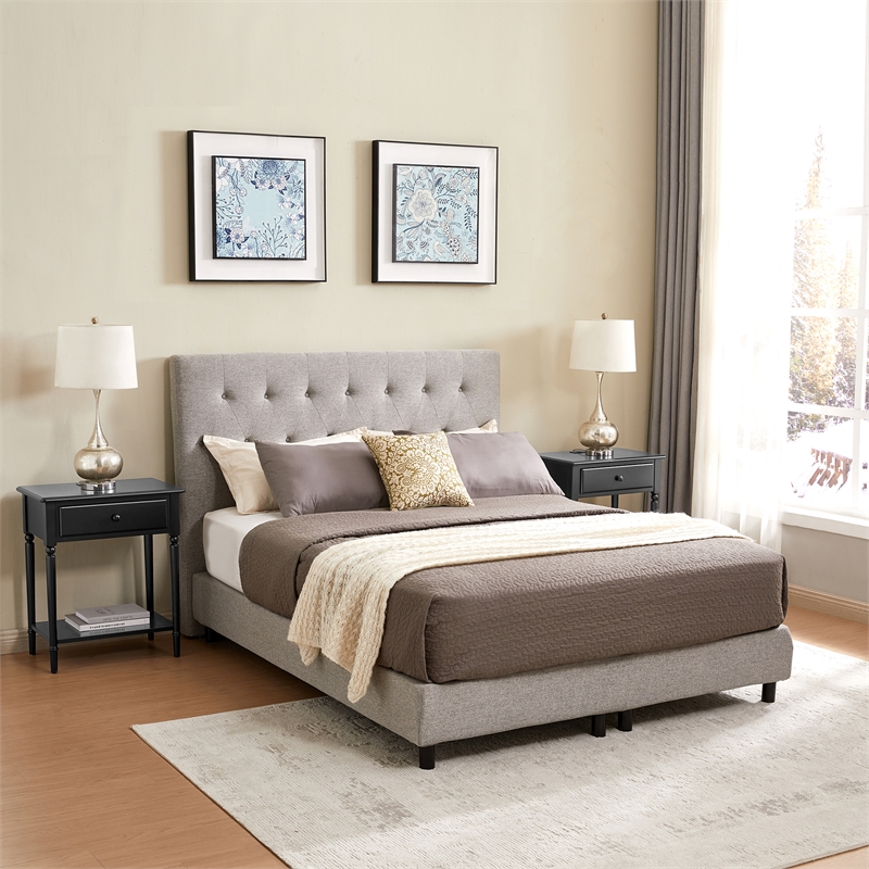 Leick Home Coastal Notions Wood Nightstand with AC/USB Charger in Black