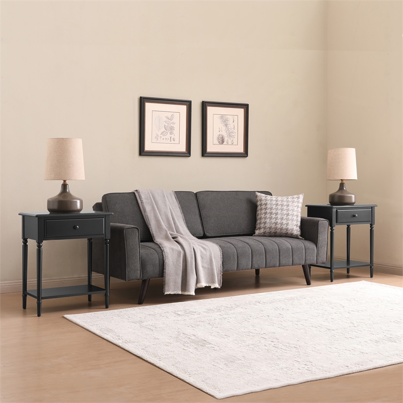 Leick Home Coastal Notions Wood Nightstand with AC/USB Charger in Black