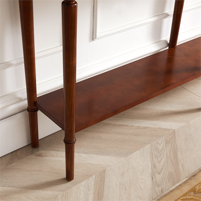 Leick Home Coastal Notions Wood Double Hall Console Table in Rich Pecan Brown