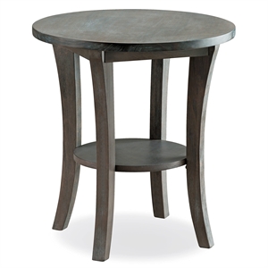Leick Home Driftwood Solid Wood Round End Table in Rustic Gray Wire Brushed