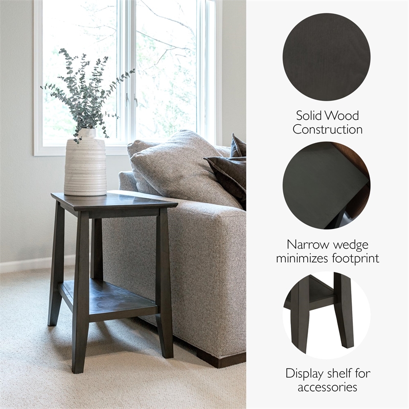 Leick Home Driftwood Solid Wood Round End Table in Rustic Gray Wire Brushed