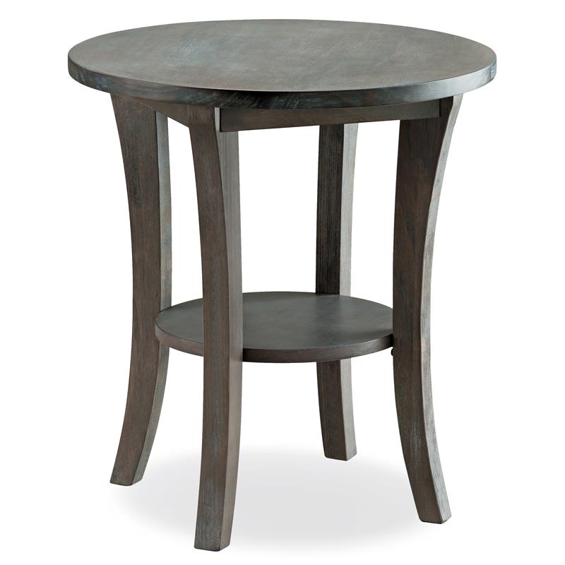Leick Home Driftwood Solid Wood Round End Table in Rustic Gray Wire
