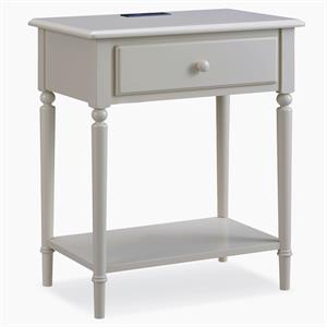 leick home coastal notions wood nightstand with ac/usb charger in gray