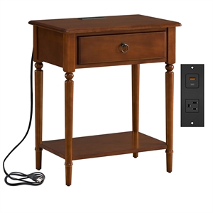 Leick Home Coastal Notions Wood Nightstand with AC/USB Charger in Oak