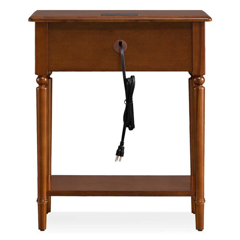 Leick Home Coastal Notions Wood Nightstand with AC/USB Charger in Oak