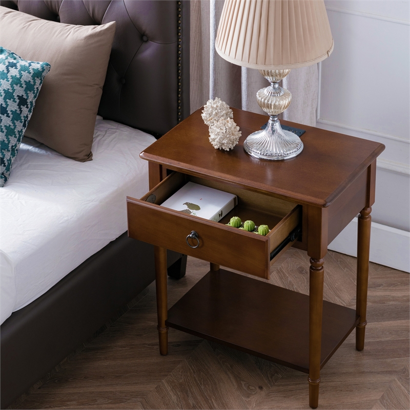Leick Home Coastal Notions Wood Nightstand with AC/USB Charger in Oak