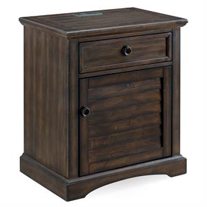 leick home favorite finds nightstand with drawer and top ac/usb charging walnut
