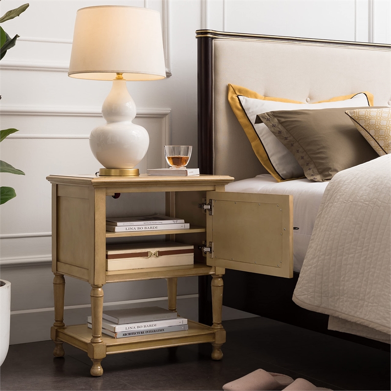 Leick Home Favorite Finds Nightstand with Top AC/USB Charging in Desert Sand