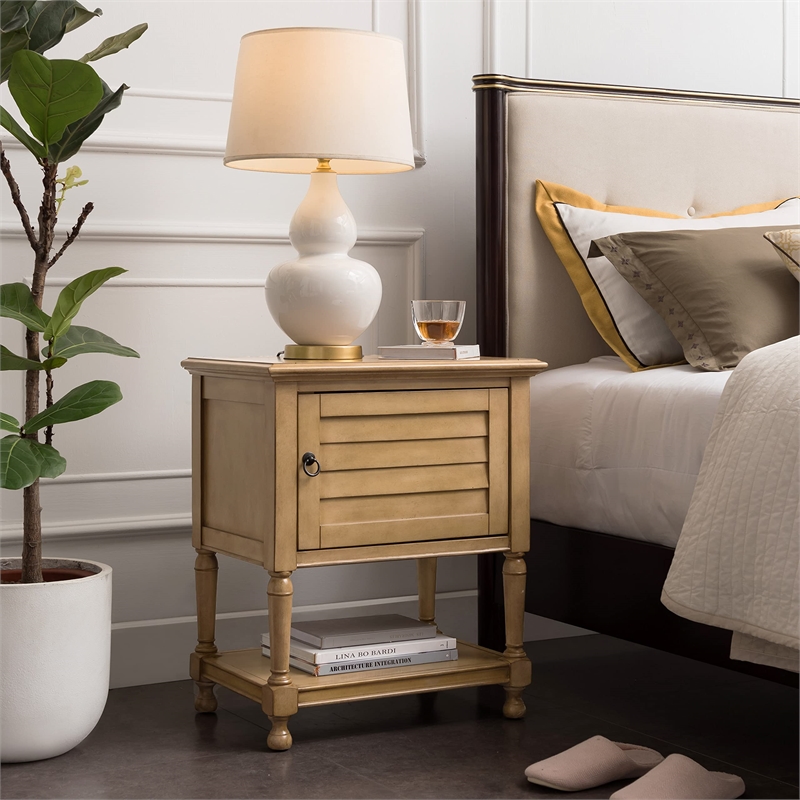 Leick Home Favorite Finds Nightstand with Top AC/USB Charging in Desert Sand