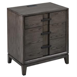 leick home recessed top drawer nightstand with top ac/usb charger in oak