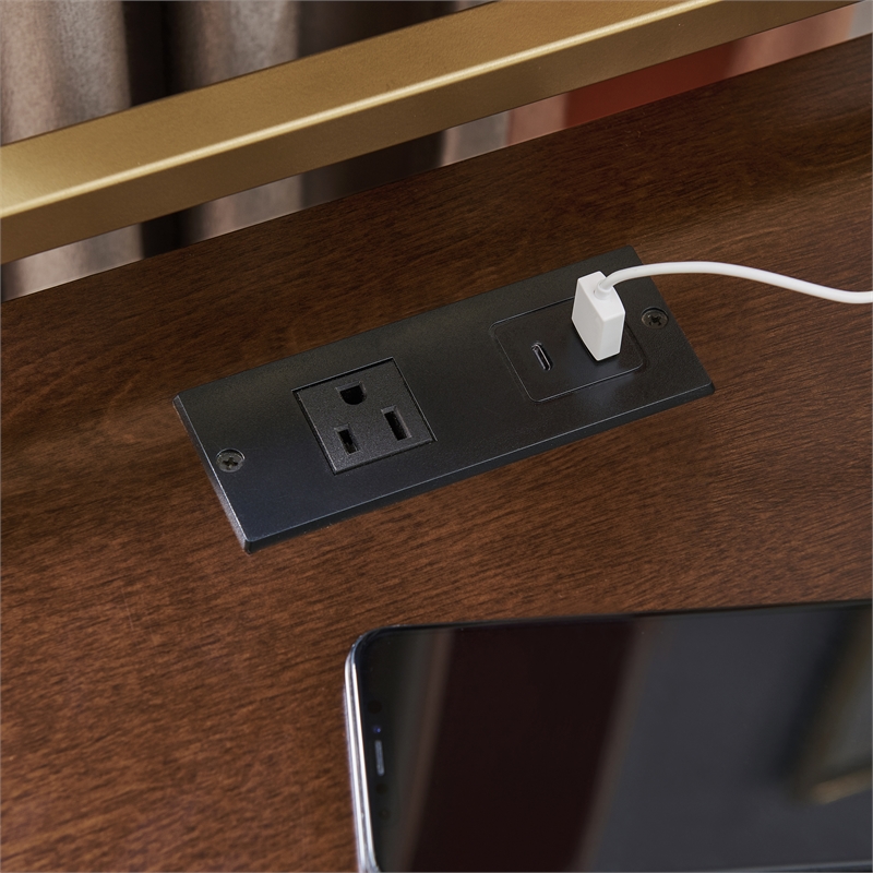 Leick Home Favorite Finds Nightstand with Top AC/USB Charging in Walnut Brown