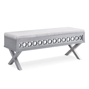 Leick Home Favorite Finds Linen Fabric Upholstered X-Base Bedroom Bench