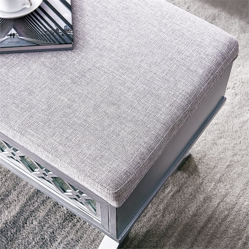 Leick Home Favorite Finds Linen Fabric Upholstered X-Base Bedroom Bench