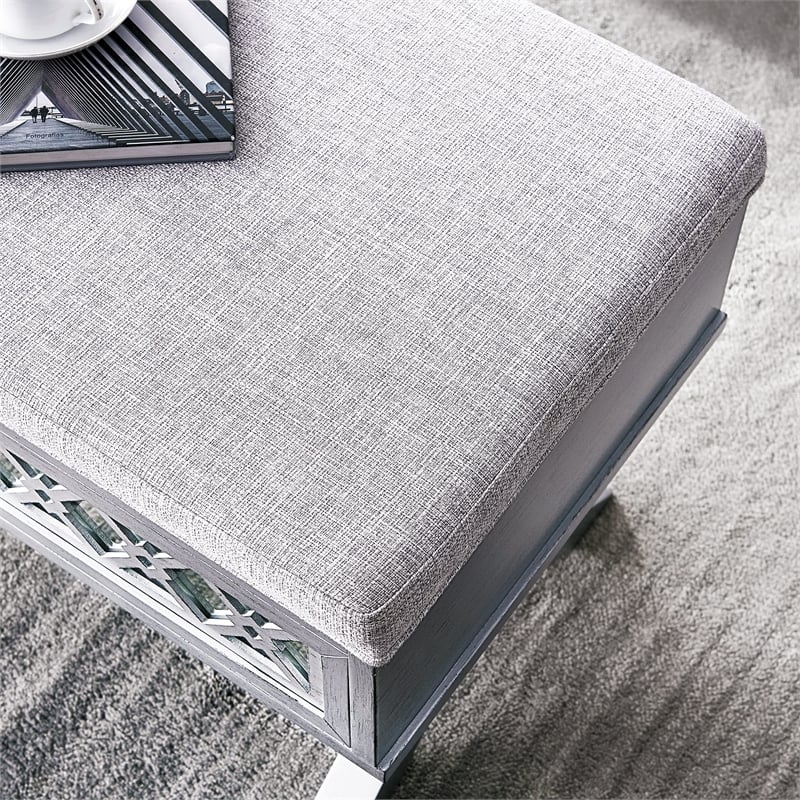Leick Home Favorite Finds Linen Fabric Upholstered X-Base Bedroom Bench