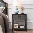 Leick Home Recessed Drawer Nightstand with Top AC/USB Charger in Oak