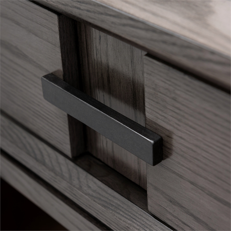 Leick Home Recessed Drawer Nightstand with Top AC/USB Charger in Oak