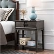 Leick Home Recessed Drawer Nightstand with Top AC/USB Charger in Oak
