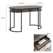 Leick Home Oval Wood and Metal Leg Home Office Desk with Drop Down Drawer in Oak
