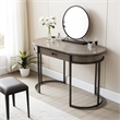 Leick Home Oval Wood and Metal Leg Home Office Desk with Drop Down Drawer in Oak