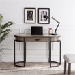 Leick Home Oval Wood and Metal Leg Home Office Desk with Drop Down Drawer in Oak