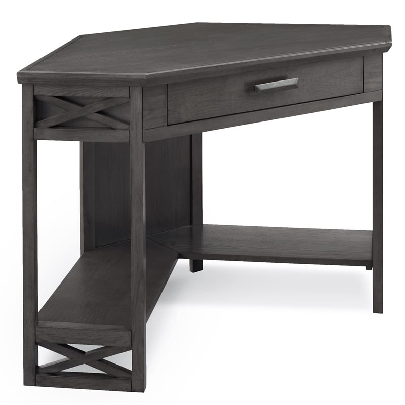 Leick Home Sturdy Wood Corner Computer/Writing Desk in Smoke Gray Oak