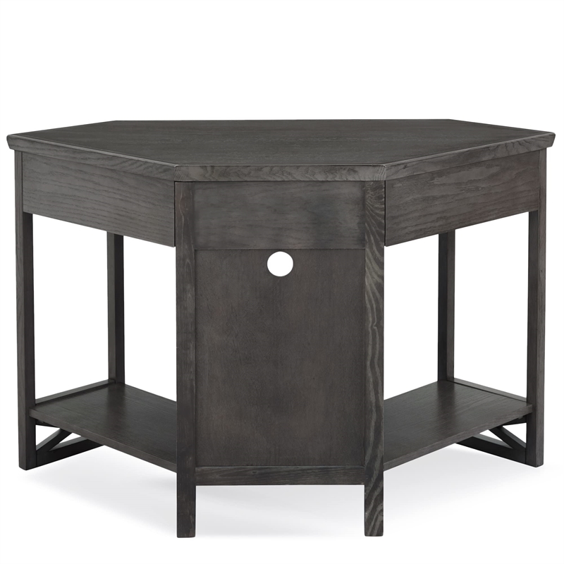 Leick Home Sturdy Wood Corner Computer/Writing Desk in Smoke Gray Oak