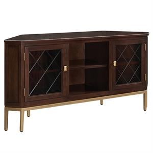Leick Home Riley Holliday Corner TV Stand with Gold Metal Base For TVs Upto 62