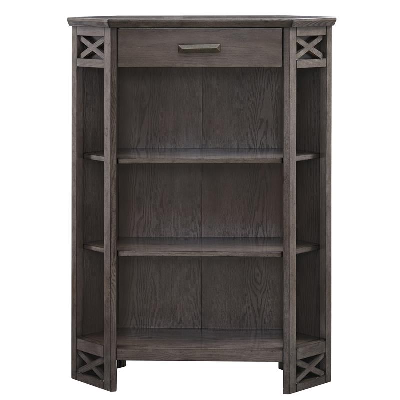 Leick Furniture Riley Holliday 3Shelf Corner Bookcase with Drawer in