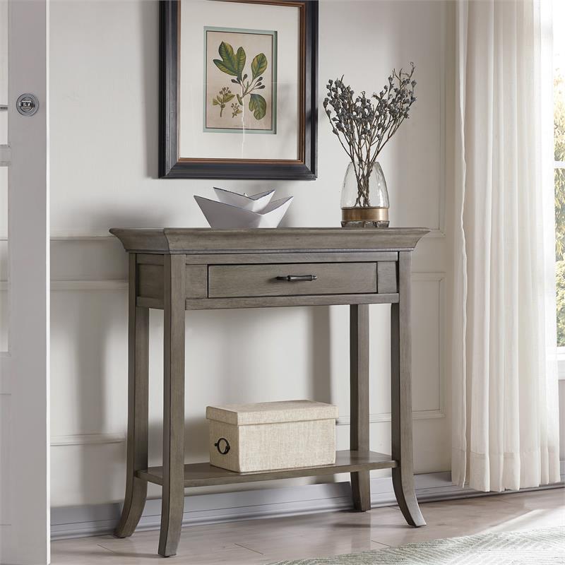 Leick Home Traditional Wood Tray Edge Console Hall Stand in Smoke Gray