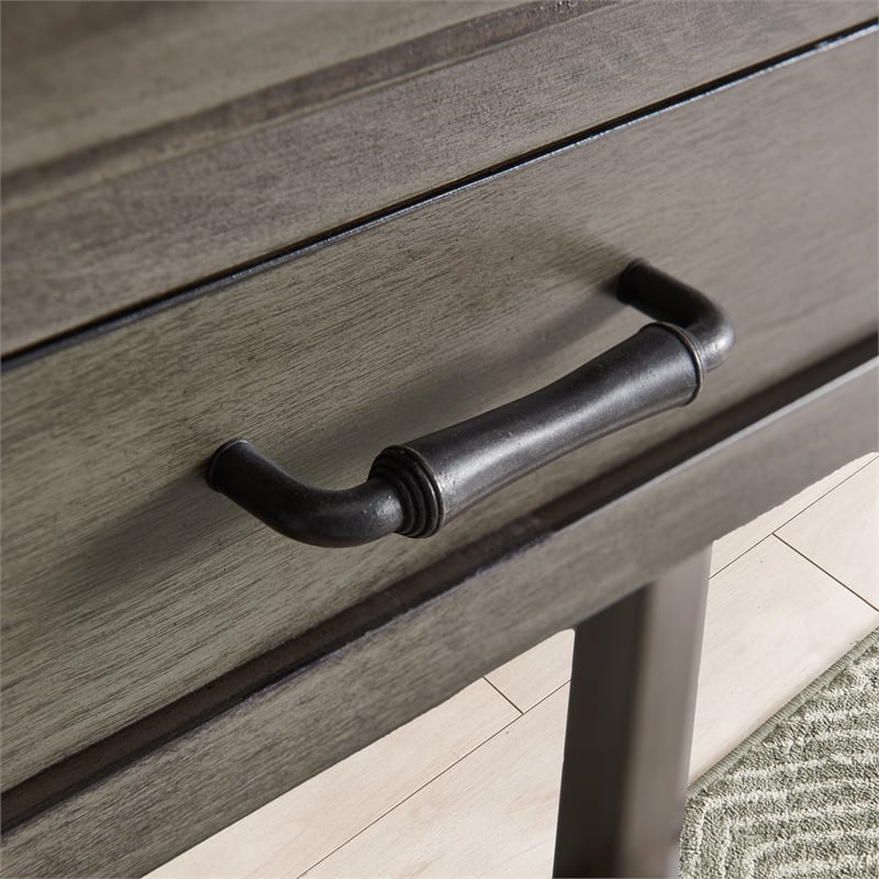Leick Home Traditional Wood Tray Edge Console Hall Stand in Smoke Gray