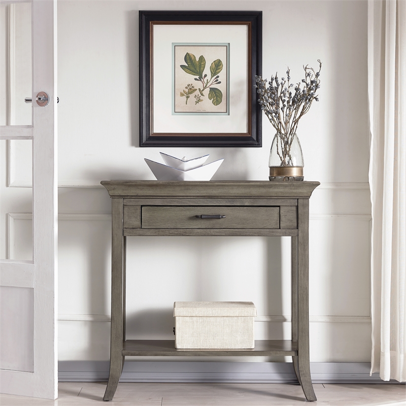 Leick Home Traditional Wood Tray Edge Console Hall Stand in Smoke Gray