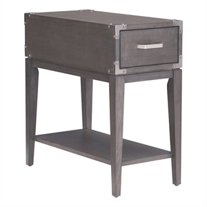 Leick Home Beckett Rustic Wood Side Table with Drawer in Anthracite/Gray