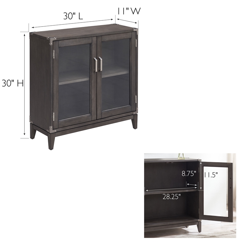 Leick Home 24010 Beckett Foyer Wood Cabinet in Gray-Anthracite/Pewter