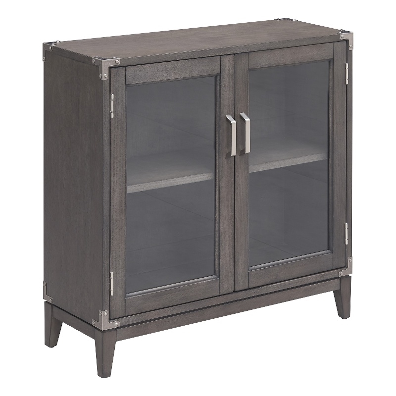 Leick Home 24010 Beckett Foyer Wood Cabinet in Gray-Anthracite/Pewter