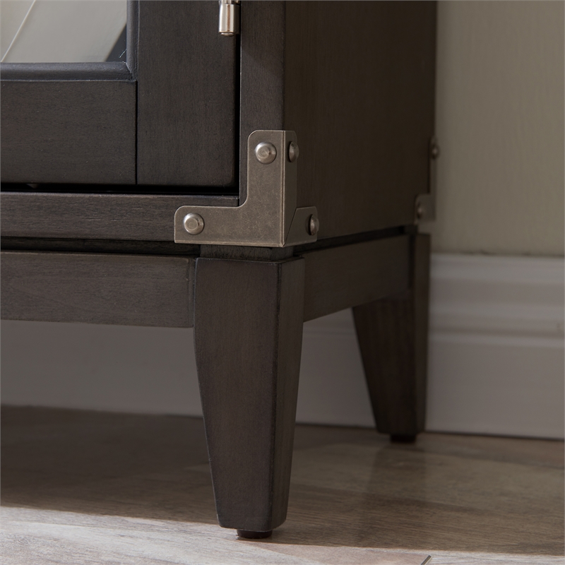 Leick Home 24010 Beckett Foyer Wood Cabinet in Gray-Anthracite/Pewter